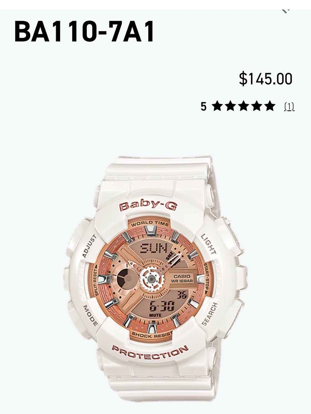 Casio-G-Shock- Baby-G, EUC, BA110-7A1 White and Rose Gold Women's Watch